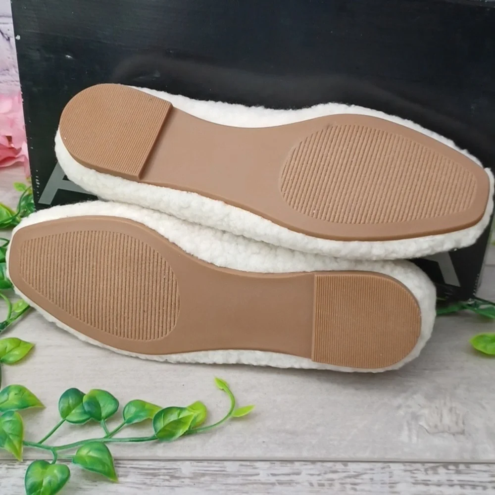 Aqua Ellie Faux Fur Ballet Flat NIB